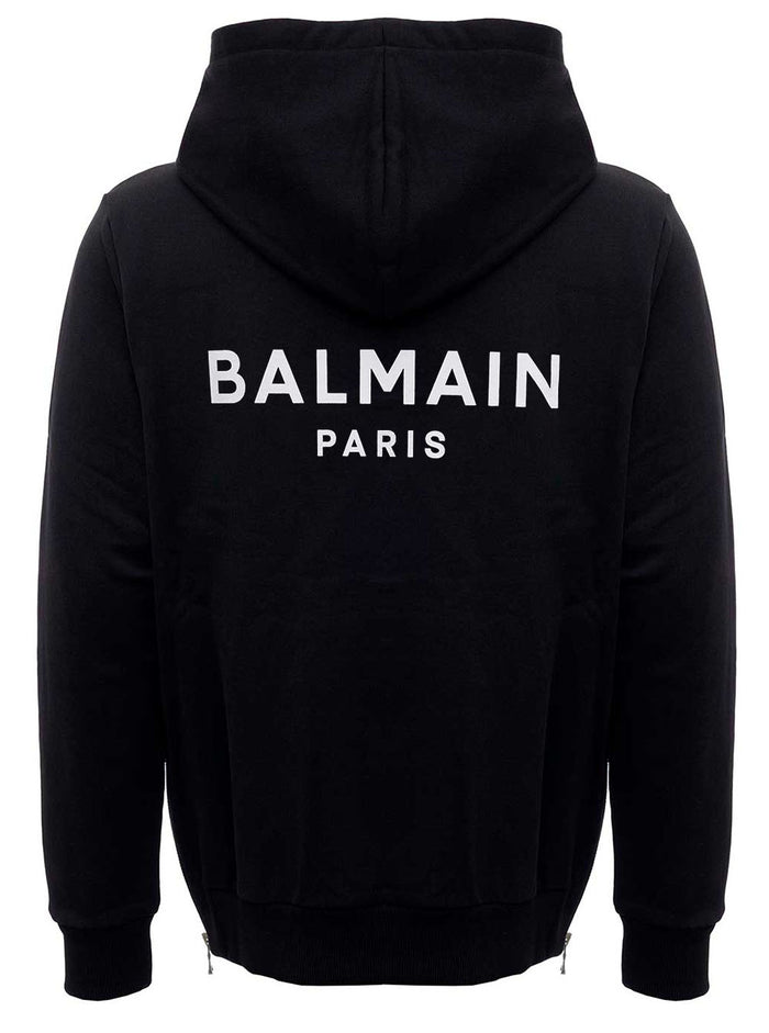 Black Cotton Hoodie With Logo Print Sweatshirts