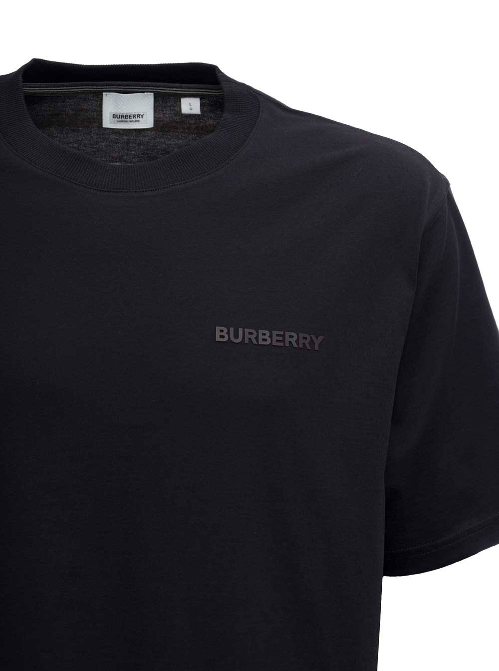 Black Cotton T-Shirt With Logo Print Tshirts And Polo Shirts
