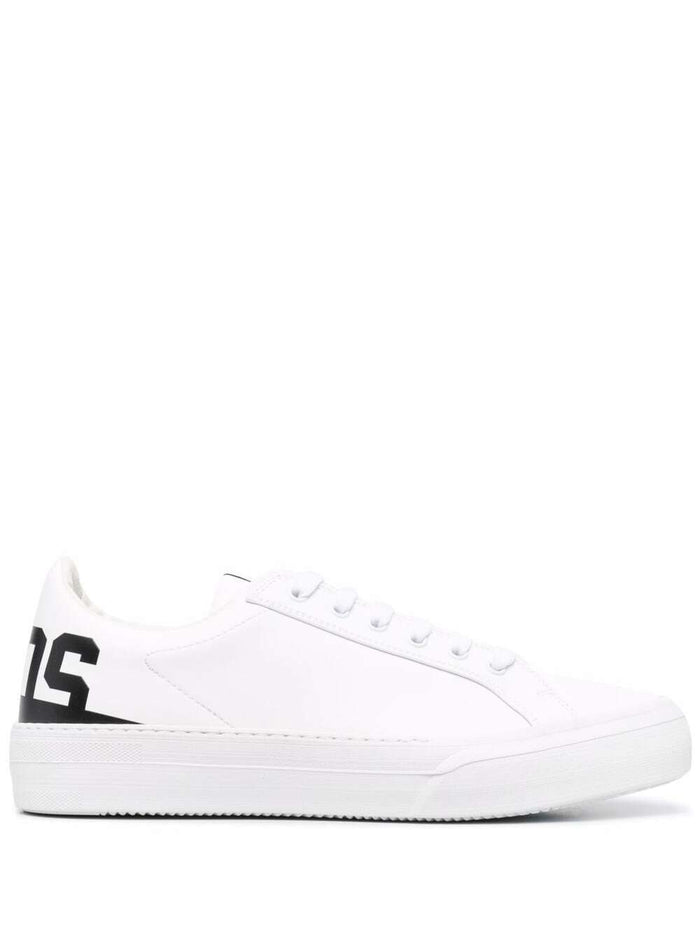 White Leatheret Sneakers With Back Logo Print Calf