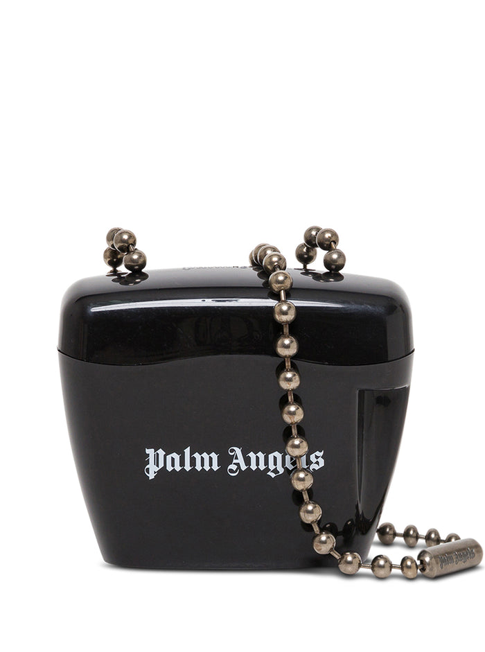 Mini Padlock Black Crossbody Bag With Logo Print Acetate