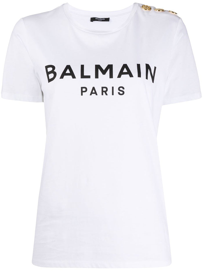 Jersey Tee With Logo And Embossed Buttons White Cotton Tshirts Polo Shirts