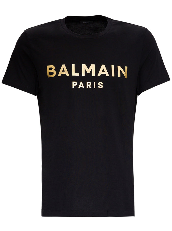 Laminated Logo Tee Black Jersey Cotton Tshirts And Polo Shirts