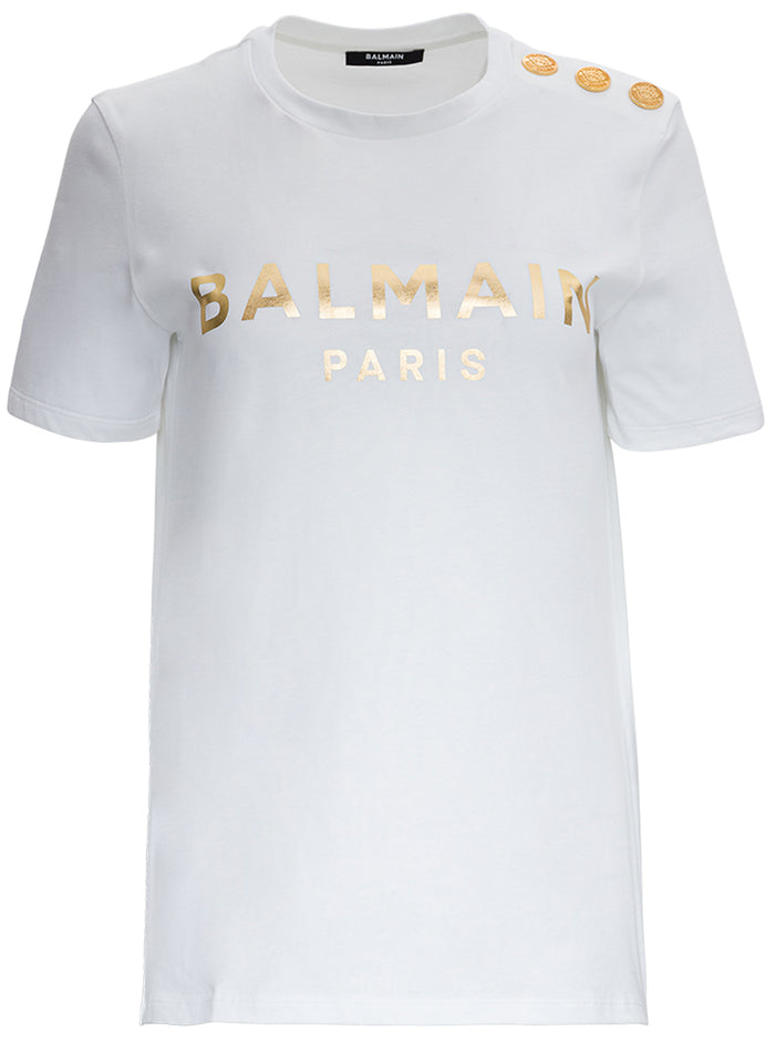 Cotton T-Shirt With Logo Print White Tshirts And Polo Shirts