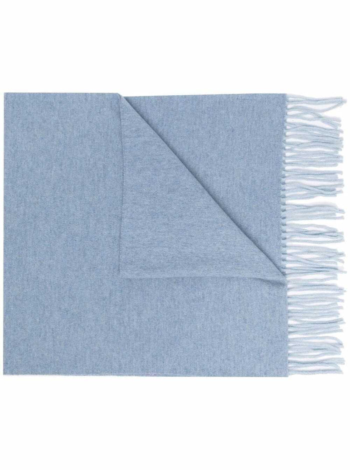 Light Blue Wool Scarf With Logo Recycled Scarfs And Foulards