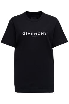 Black Cotton T-Shirt With Logo Print Tshirts And Polo Shirts