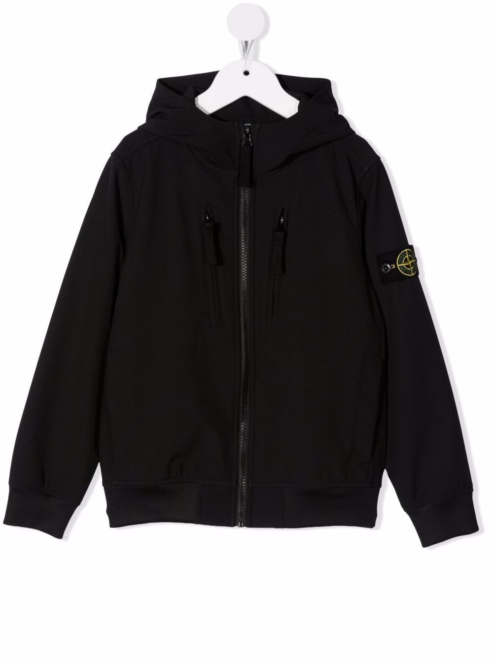 Black Technical Jersey Full Zip Hoodie Polyester Elastane Sweatshirts