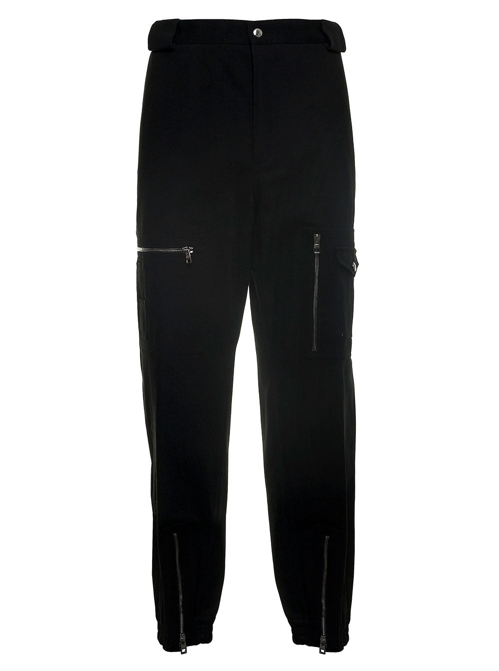 Black Cotton Pants With Zip Trousers