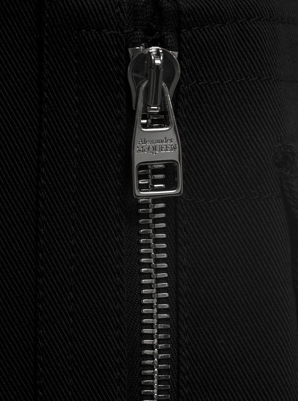 Black Cotton Pants With Zip Trousers