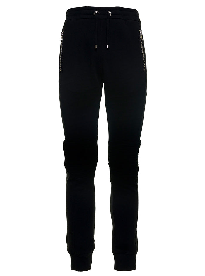 Black Cotton Joggers With Flocked Logo Trousers