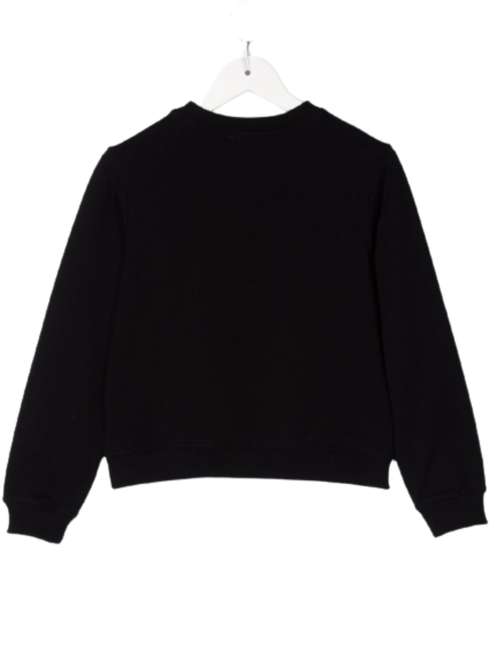 Black Cotton Sweatshirt With Teddy Bear Print Elastane Jersey