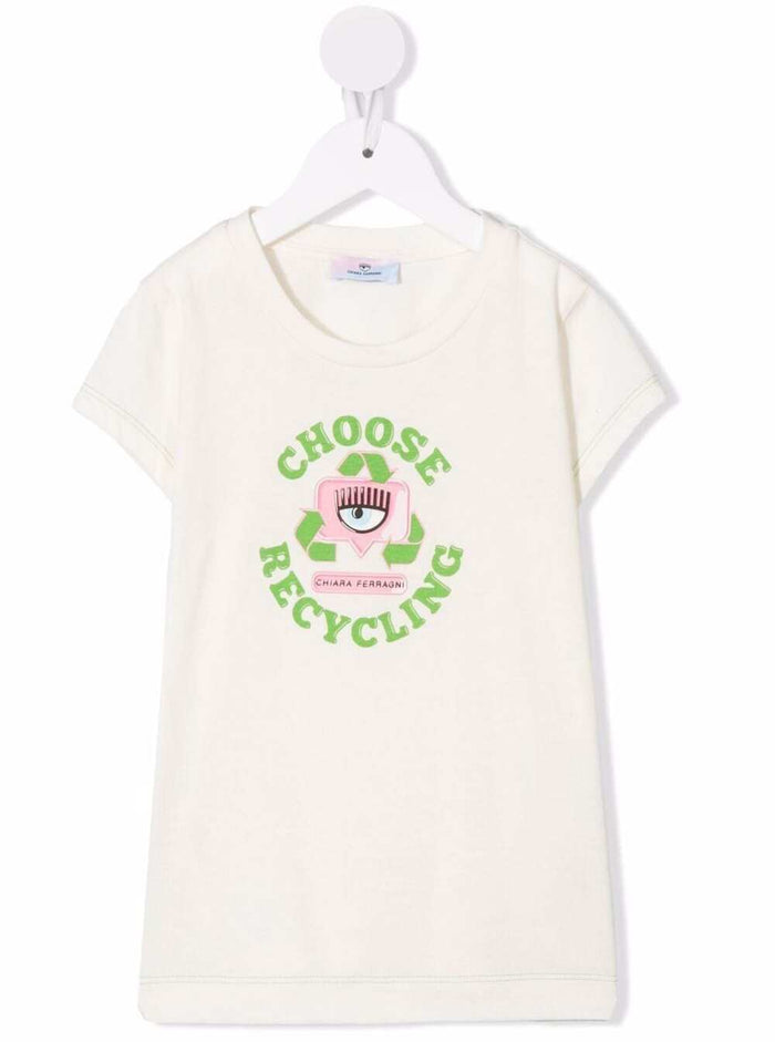Choose Recycling Cotton T-Shirt With Logo Print White Tshirts And Polo Shirts