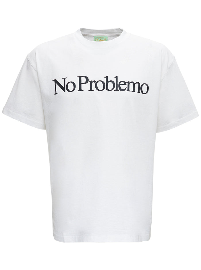 White Jersey No Problemo T-Shirt Cotton Tshirts And Polo Shirts