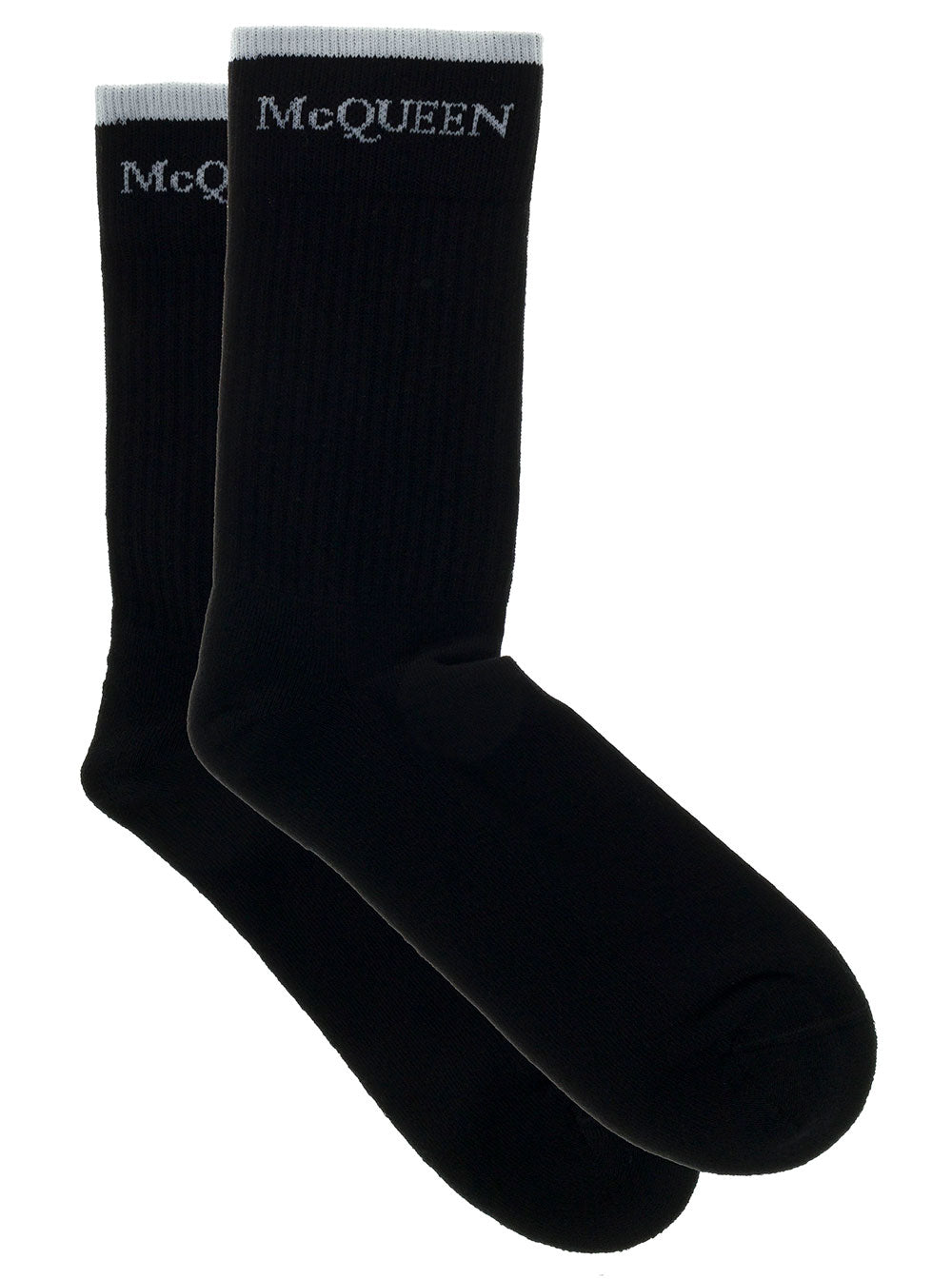 Black Cotton Socks With Logo Polyamide Elastane Underwear