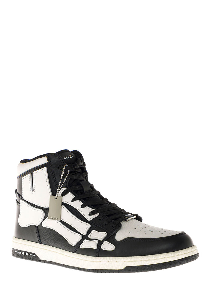 Skel High Top Smooth And Grainy Leather Sneakers Black Calf