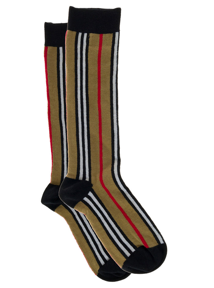 Icon Stripe Cotton Socks Beige Underwear