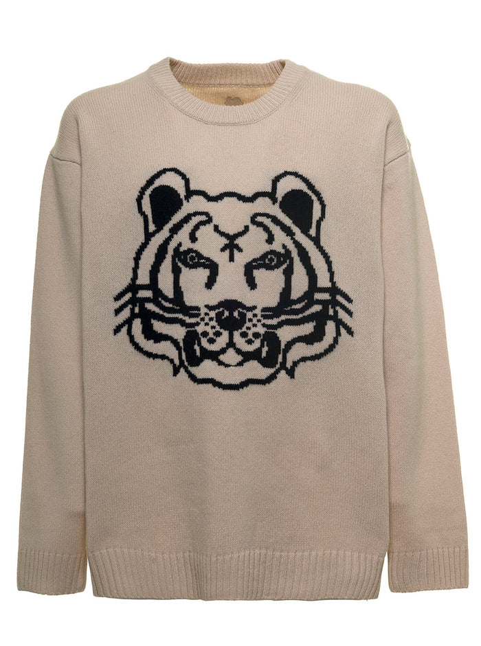 K-Tiger Wool Reversible Pullover Beige Jersey