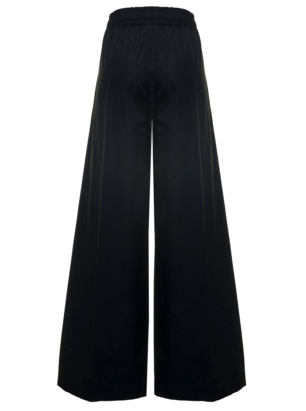 Black Flare Cotton Poplin Pants Trousers