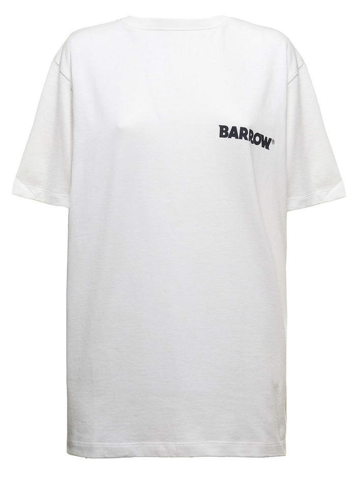 White Cotton T-Shirt With Logo Print Tshirts And Polo Shirts