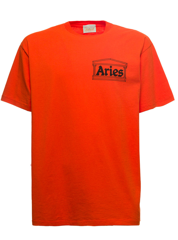 Orange Cotton T-Shirt With Logo Tshirts And Polo Shirts
