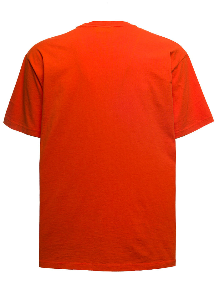 Orange Cotton T-Shirt With Logo Tshirts And Polo Shirts