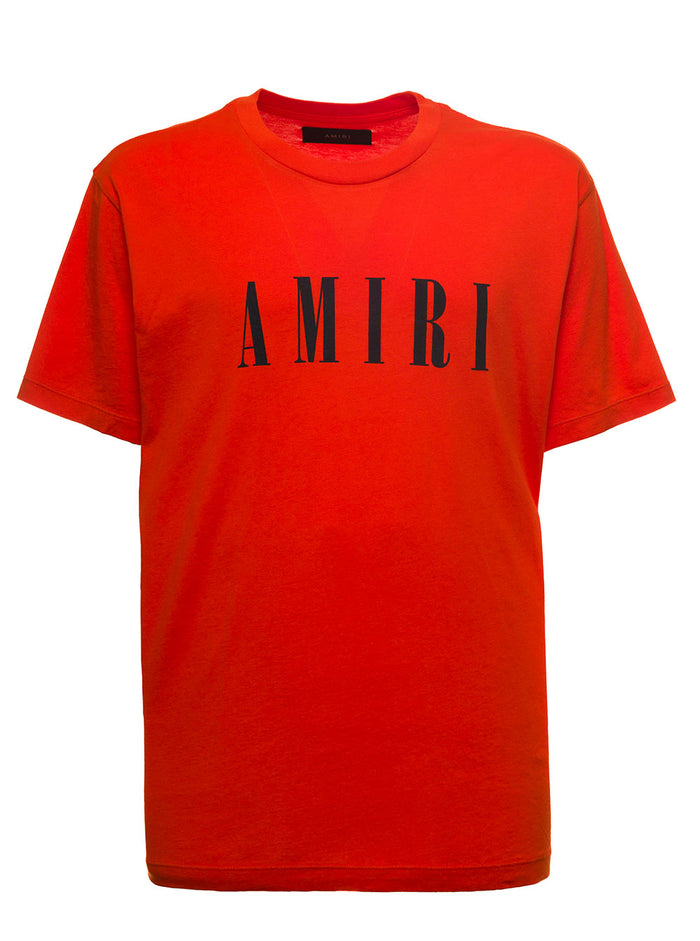Orange Jersey T-Shirt With Logo Print Cotton Tshirts And Polo Shirts