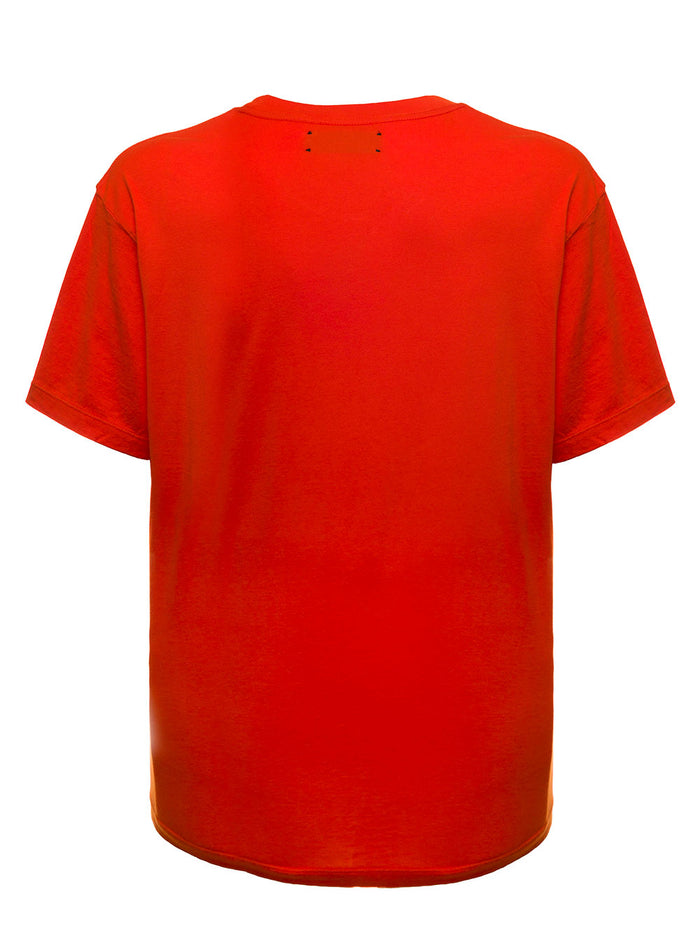 Orange Jersey T-Shirt With Logo Print Cotton Tshirts And Polo Shirts