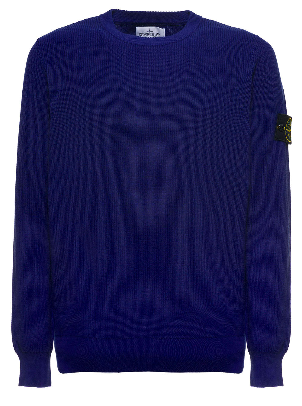 Blue Cotton Sweater With Logo Patch Blu Jersey
