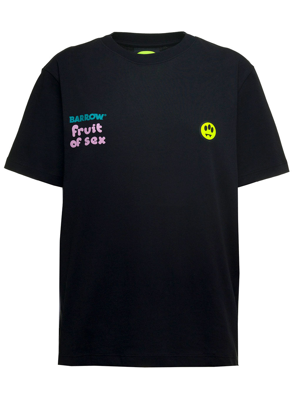 Jersey T-Shirt With Multicolor Prints Black Cotton Tshirts And Polo Shirts