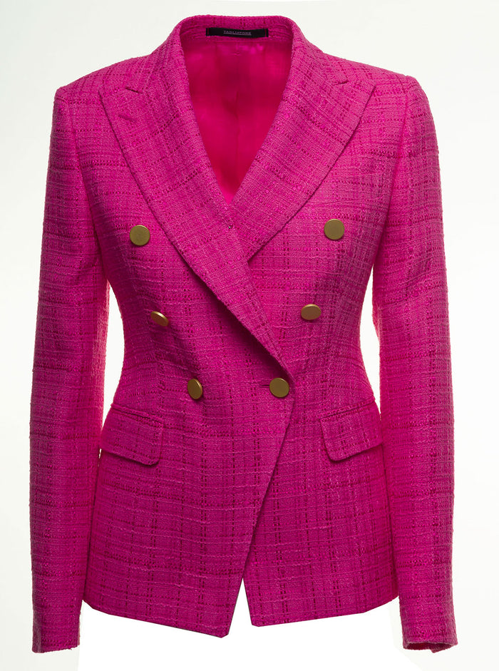 Alycia Double-Breasted Pink Blazer Fuxia Viscose Polyamide Lycocell Blazers