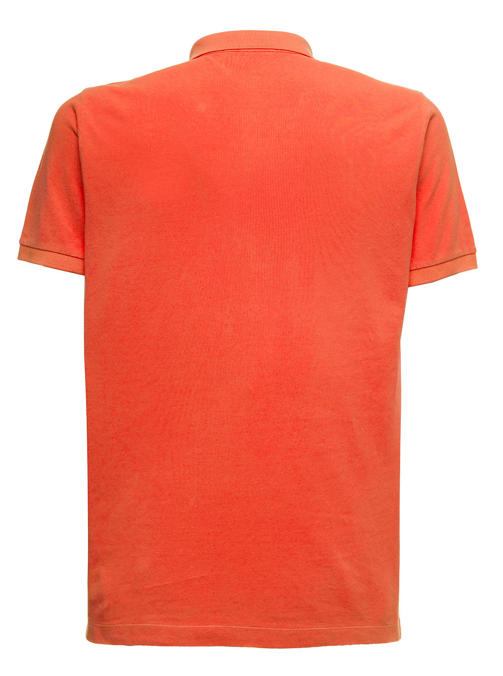 Orange Washed Cotton Polo Shirt With Logo Tshirts And