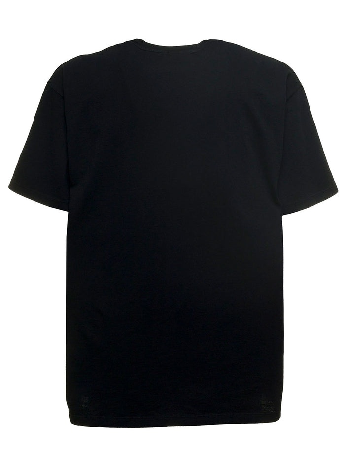 Black Jersey T-Shirt With Logo Print Cotton Tshirts And Polo Shirts