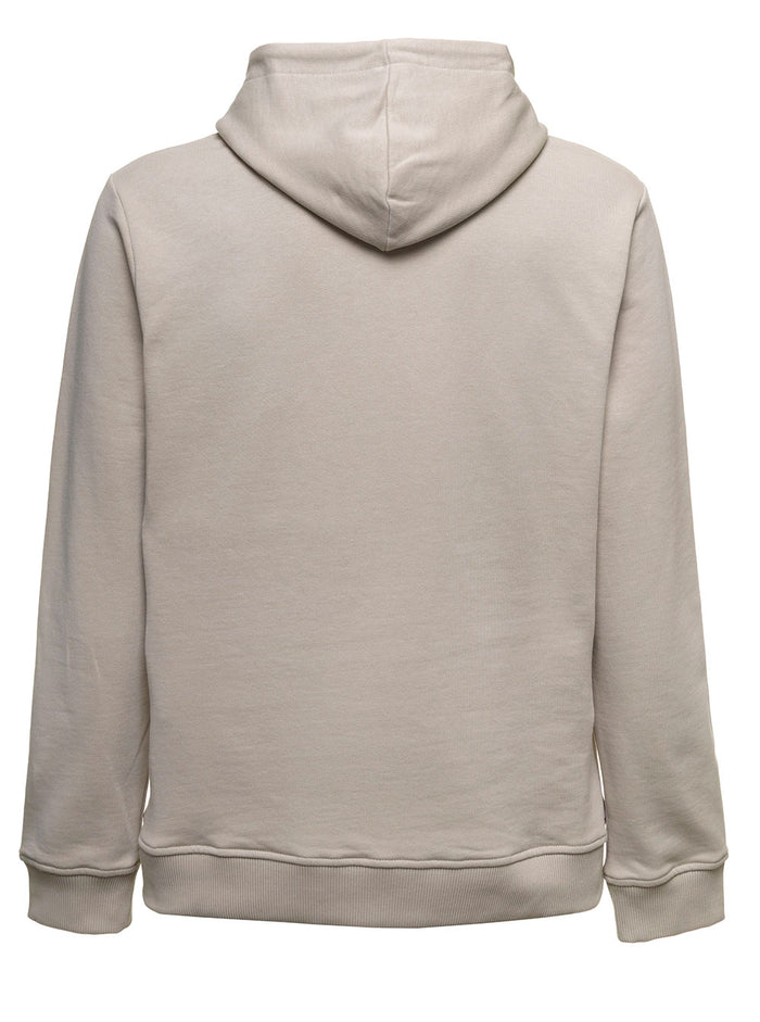 Beige Cotton Hoodie With Tiger Logo Sweatshirts