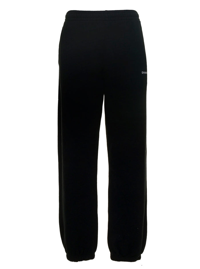 Black Jersey Joggers With Caravaggio Diag Print Cotton Trousers