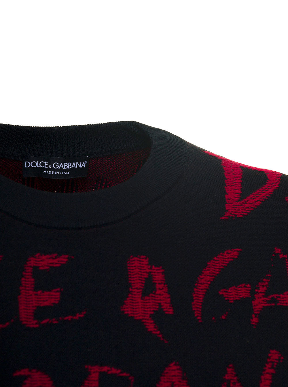 Wool Blend Sweater With Allover Logo Print Black Polyamide Virgin Jersey