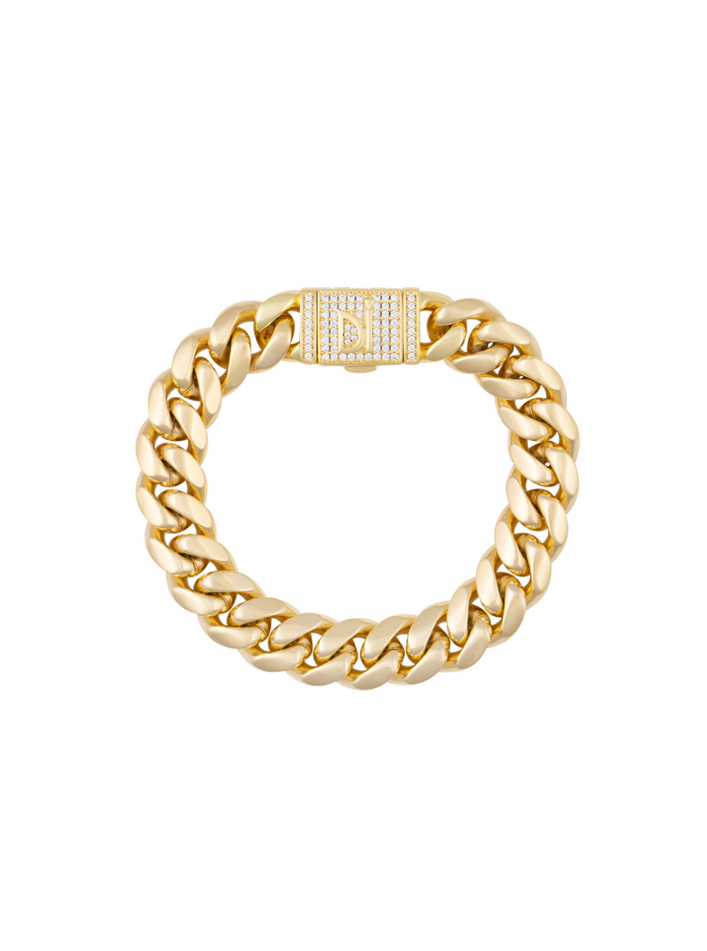 Cuban Gold Plated Steel Yellow Bracelet Metallic