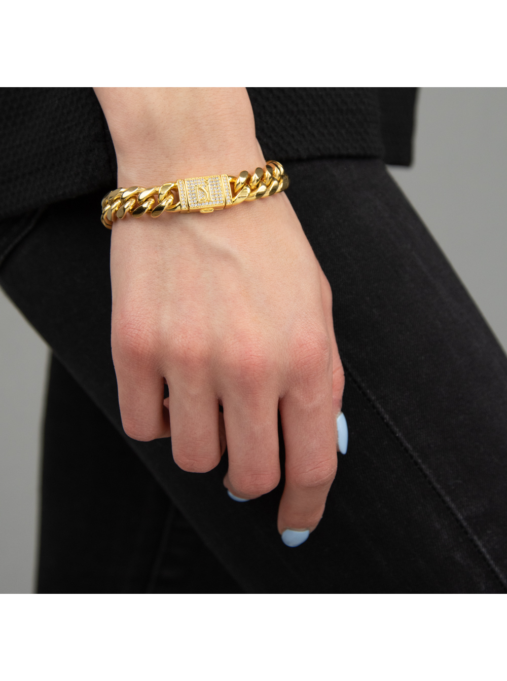 Cuban Gold Plated Steel Yellow Bracelet Metallic