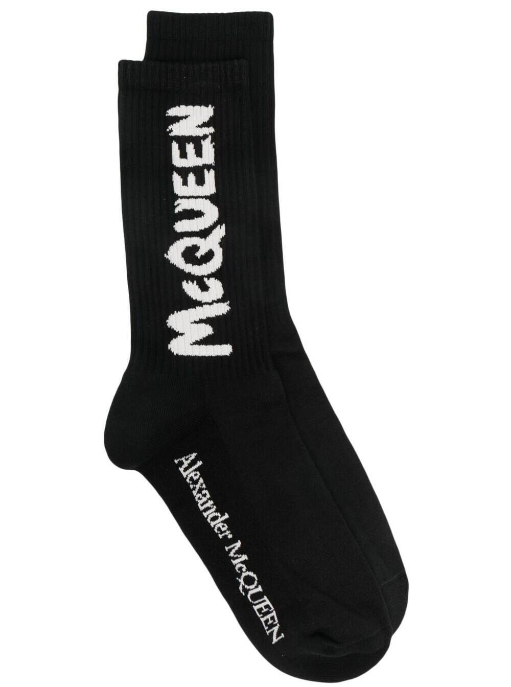 Black Socks With Graffiti Logo Print Co Pa Ea Underwear