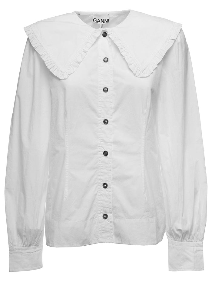 White Cotton Shirt With Buttons Organic Jersey