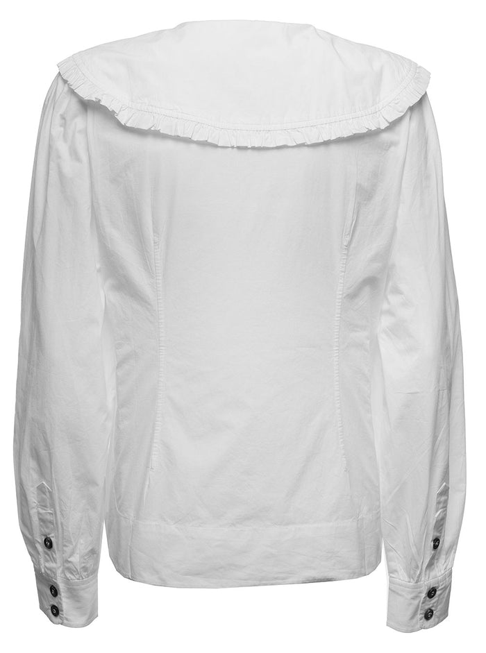 White Cotton Shirt With Buttons Organic Jersey