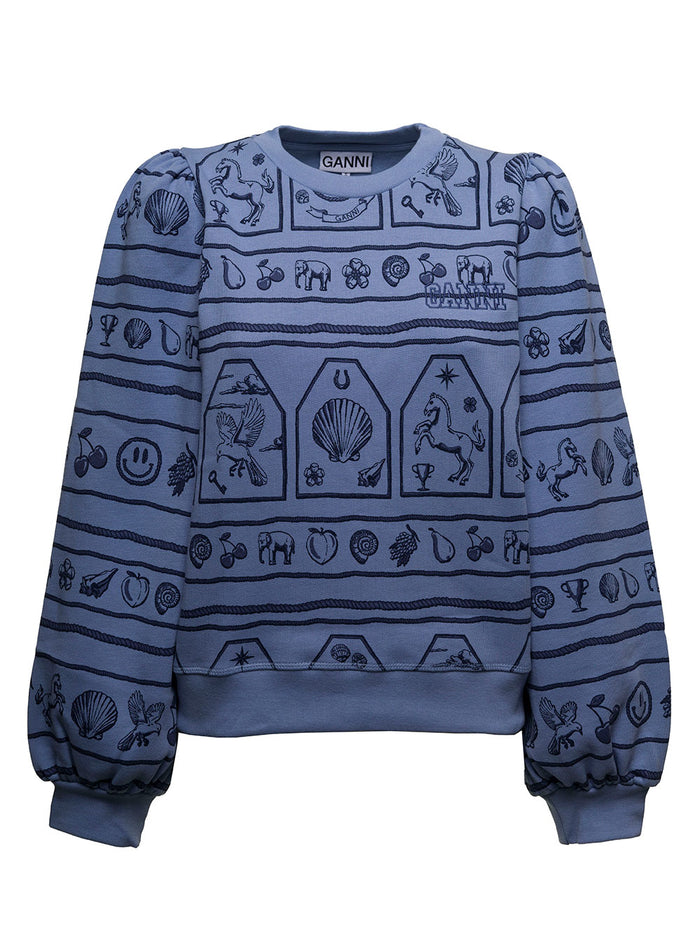 Isoli Software Orgnic Cotton Sweatshirt Blu Organic Sweatshirts