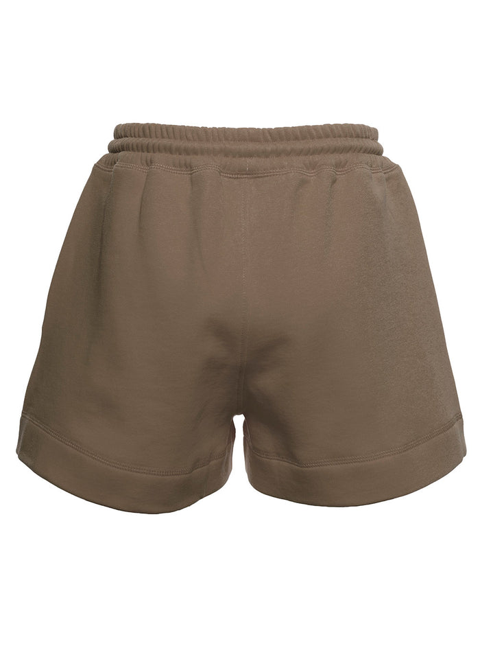 Isoli Software Beige Jersey Shorts With Logo Brown Organic Cotton And Bermuda
