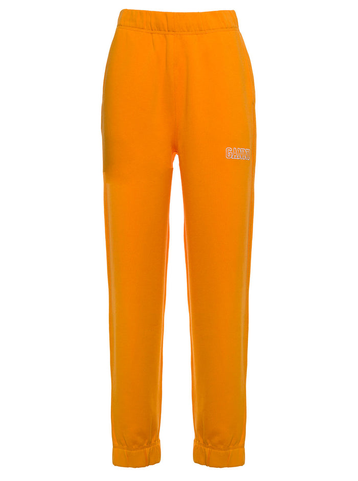 Isoli Software Orange Jersey Jogger With Logo Organic Cotton Trousers