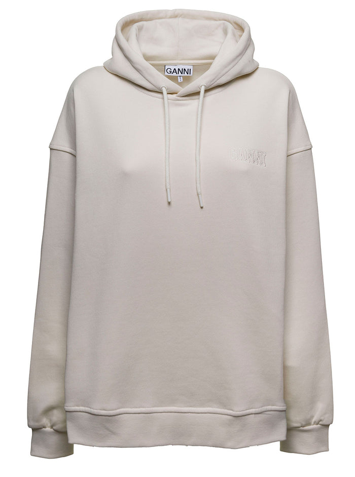 Isoli Software Ivory Colored Jersey Hoodie With Logo White Sweatshirts