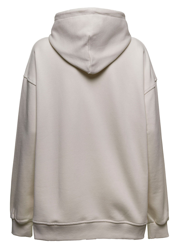 Isoli Software Ivory Colored Jersey Hoodie With Logo White Sweatshirts