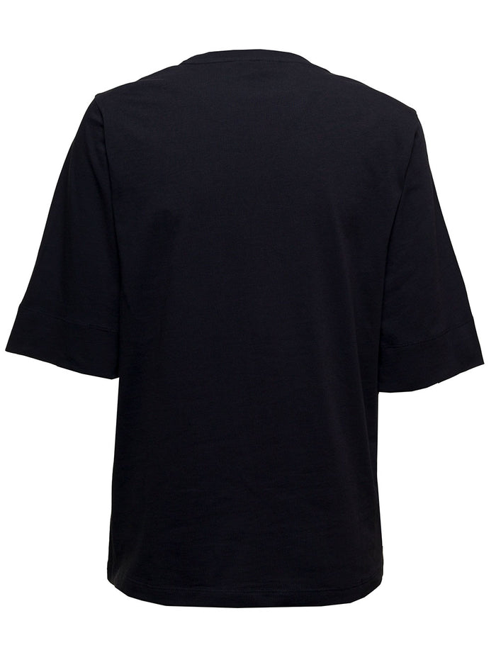 Black Cotton T-Shirt With Smile Print Organic Tshirts And Polo Shirts