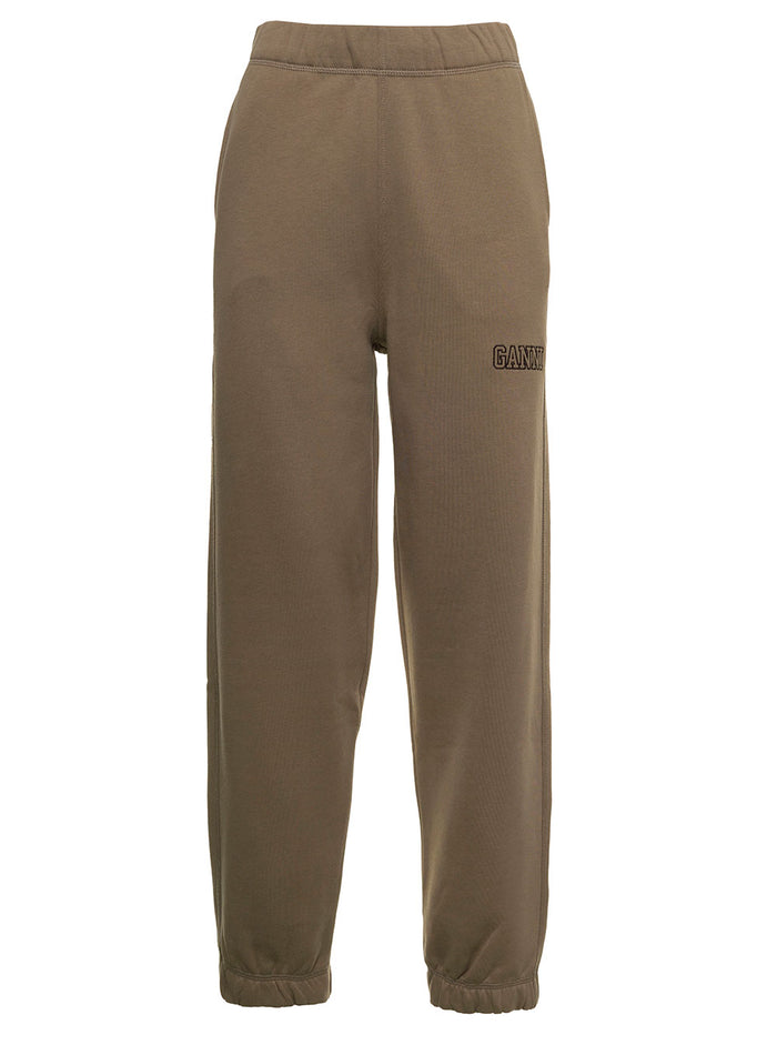 Software Isoli Beige Jersey Jogger With Logo Organic Cotton Trousers
