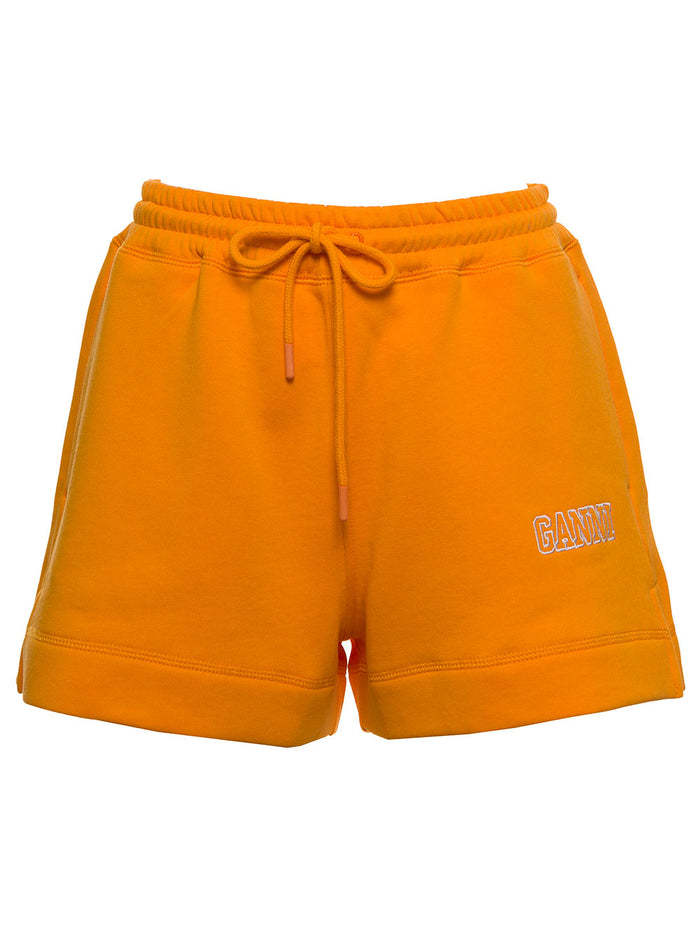 Isoli Software Orange Jersey Shorts With Logo Organic Cotton And Bermuda