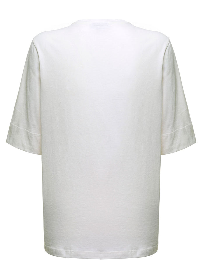 White Cotton T-Shirt With Logo Print Organic Tshirts And Polo Shirts