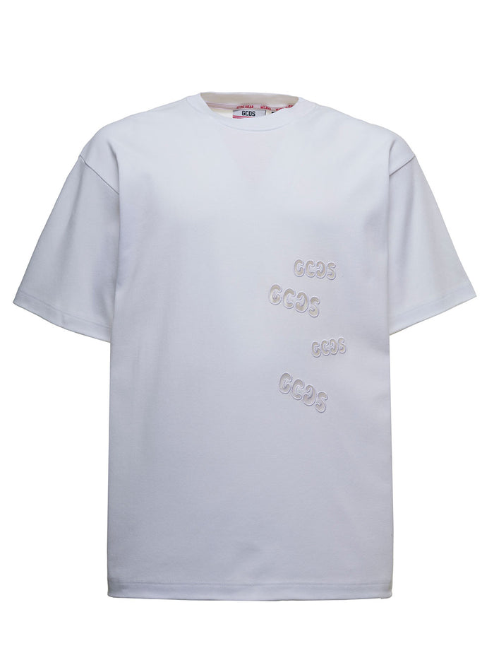 White Cotton T-Shirt With Logo Print Tshirts And Polo Shirts