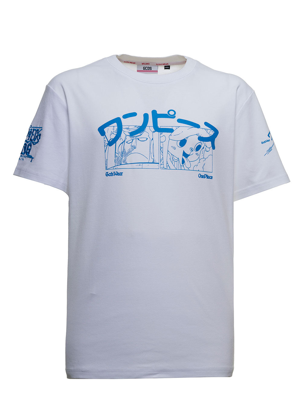 White Cotton T-Shirt With One Piece Logo Print Tshirts And Polo Shirts